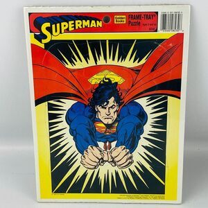 Vintage Superman 12 Piece Puzzle Frame Tray 11x8 Golden 1995‎ Ages 3+ New Sealed